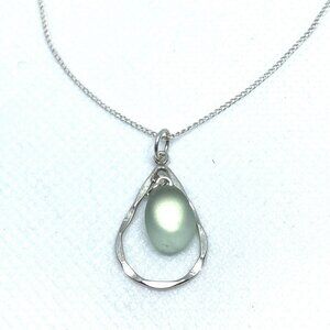 925 Sterling Silver Teardrop  Pendant Chain Necklace Lobster Closure
